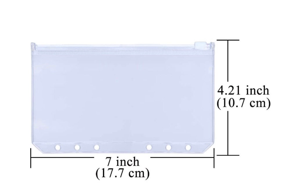 A6 or A7 Cash Envelope Zipper Cash Envelopes Clear Etsy