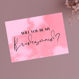Druckbare rosa Aquarell Willst du meine Brautjungfer sein? Willst du meine Trauzeugin sein? Sofort download 17x5 inch Karten, Hochzeit, Brautparty
