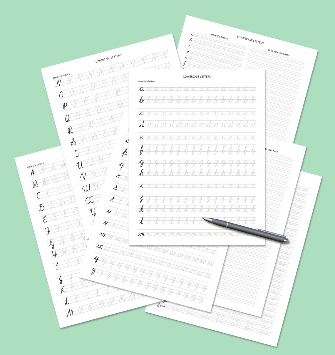 Cursive Handwriting Practice Worksheets: Ipad/tablet Calligraphy ...