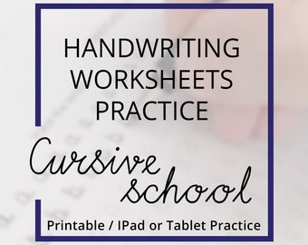 May include: Handwriting worksheets practice cursive school printable iPad or tablet practice