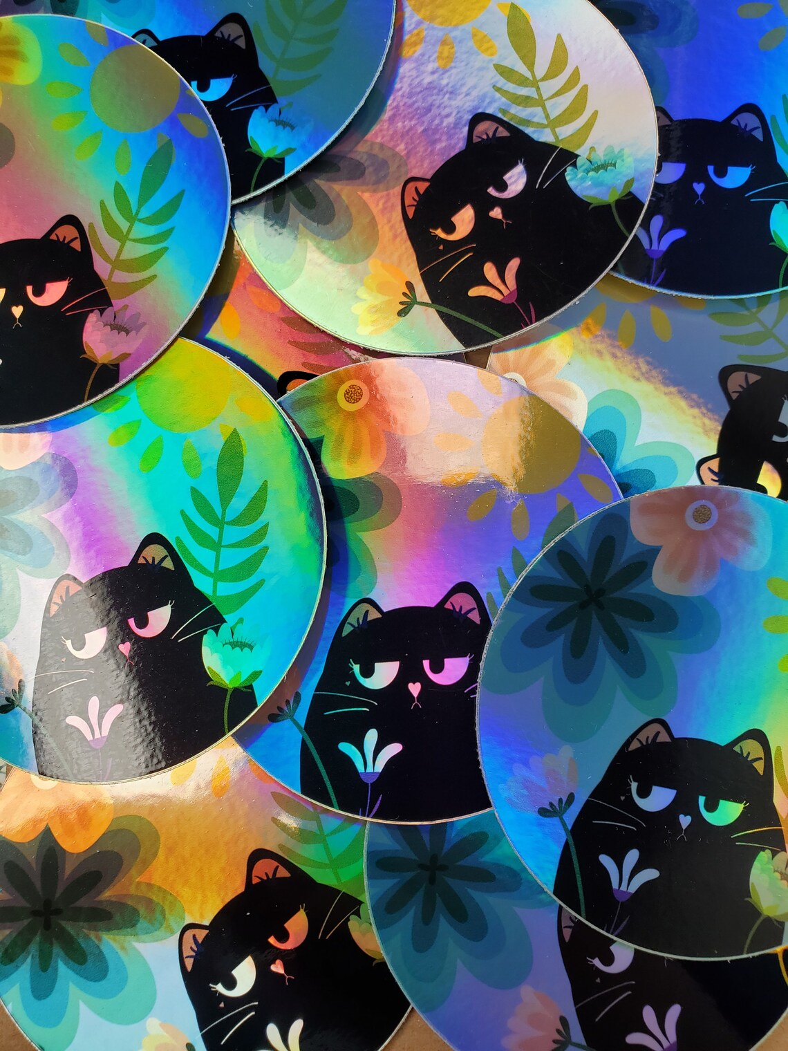 Holographic Cat Sticker Die Cut Vinyl Cat and Kitten Lover Etsy