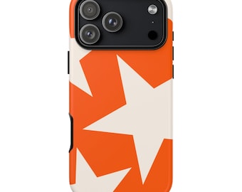 ORANGE STAR Phone Case | Y2K Star Pattern | iPhone 17 Pro Max 16 15 14 Plus 13 12 11 MagSafe Tough