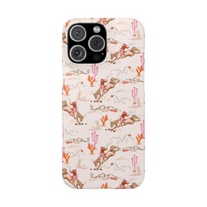 Custodia per telefono COWGIRL CHIC Western / iPhone 16 Pro Max 15 Plus 14 13 Pro 12 11 Mini Custodia carina e femminile con estetica country da cowboy in rosa e arancione