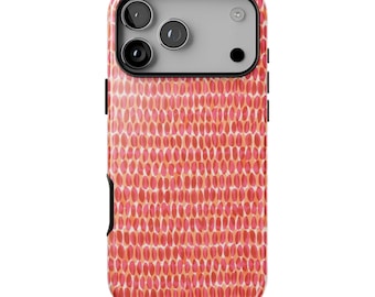 Funda para teléfono SUNKISSED / Diseño abstracto de puntos naranjas y rosas / Estilo artístico moderno para iPhone 17 16 15 14 13 MagSafe