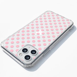 Pink Polka Dot iPhone Case: 90s Chic Clear Protective Cover