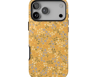 GOLDEN GIRL Floral Phone Case | Yellow Blue Wildflower Print | Cute Retro iPhone 18 Pro Max 17 16 15 14 13 | MagSafe