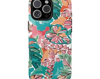 ISLAND BOTANICAL Phone Case | Colorful Tropical Floral Print | iPhone 17 Pro Max 16 15 14 13 12 MagSafe Tough