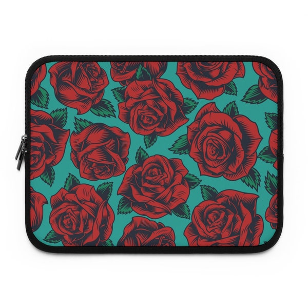 Retro Roses | Laptop Sleeve for 13" MacBook Air Pro Lenovo HP Dell Chromebook | Unique Colorful Floral Laptop Case