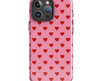 Funda para teléfono SECRET CRUSH / Diseño de corazón rosa y rojo / Estética linda y femenina estilo preppy para iPhone 17 16 15 14 13 Pro Max MagSafe