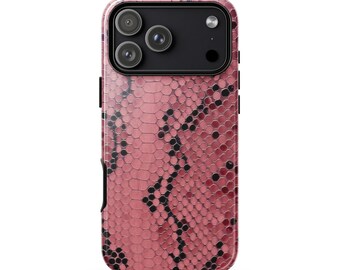 Telefoonhoesje met roze pythonprint | Chique slangenprint | Trendy dierenpatroon voor iPhone 17 Pro Max 16 15 14 13 | MagSafe-optie
