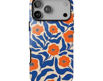 MATISSE FLORAL Phone Case | Artsy Orange Flower Print | iPhone 17 Pro Max 16 Plus 15 14 13 Mini