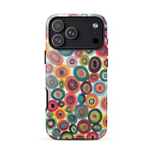 IN CIRCLES Handyhülle | Buntes abstraktes Punktmuster | Niedliche, künstlerische Ästhetik für iPhone 17, 16, 15, 14, 13 Pro Max MagSafe