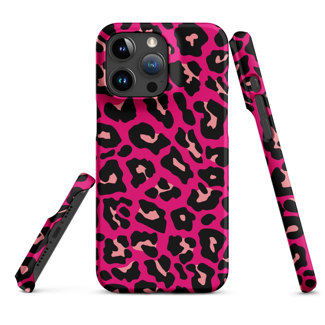 Funda con estampado de leopardo para Apple Iphone 15, 11, 12, 13, 14 Pro  Max, 15 Pro, 14, 15 Pro Plus, funda protectora para teléfono rosa y negro a  prueba de golpes
