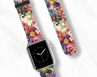 FLOWER BOMB Floral Apple Watch Band | Colorful Botanical Print | Women’s Chic iWatch Strap