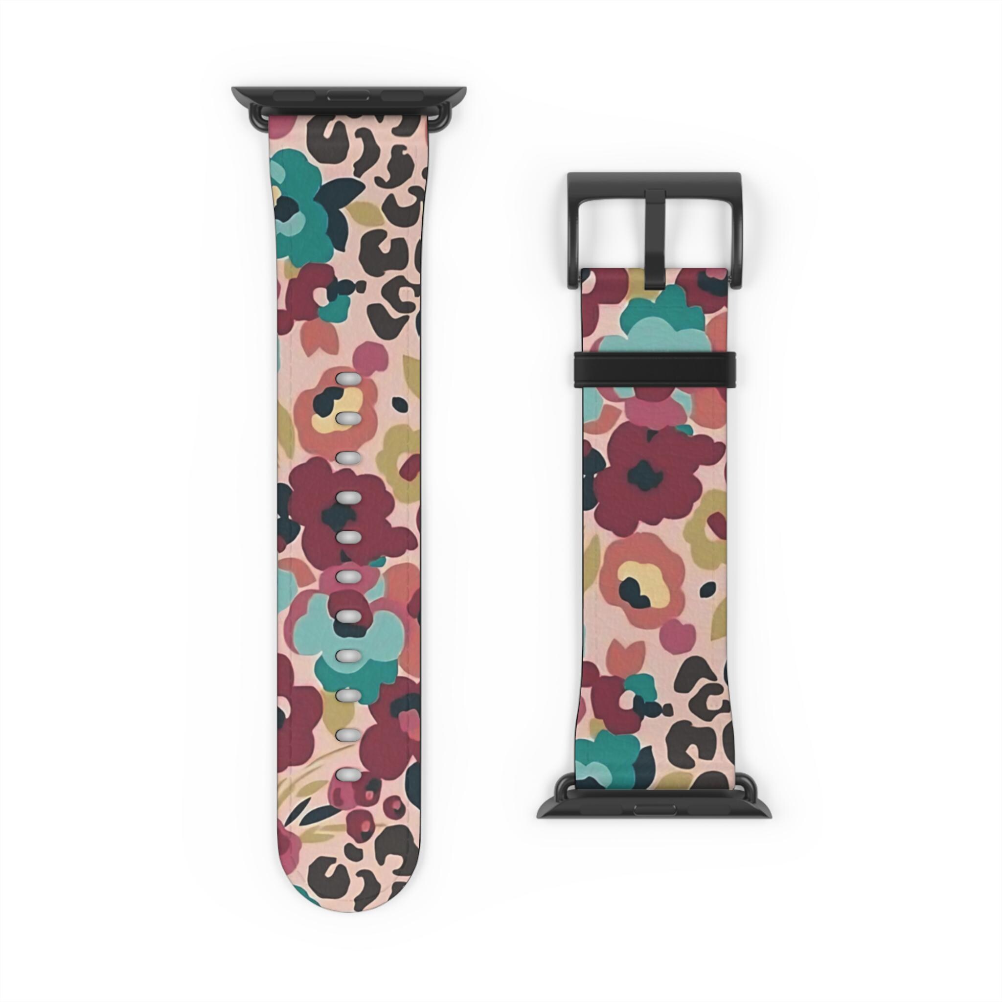 NEW Floral Leopard Apple Watch Band Floral Leopard Print Apple Watch Band - Etsy main image 3