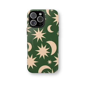 MagSafe Phone Case: Boho Moon & Star Celestial Design, Chic iPhone Cover