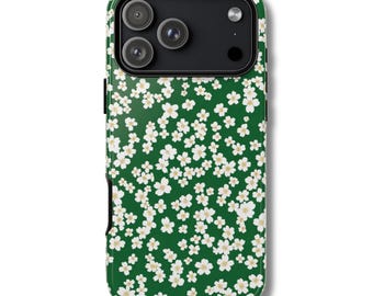 FLOWER SHOWER Phone Case | Cute Green Flower Print | Cottagecore Aesthetic iPhone 17 16 Pro Max 15 14 13 12 MagSafe Tough Case