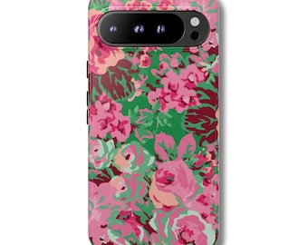 GARDEN CLUB Phone Case | Preppy Pink Floral Pattern | Cute Botanical Google Pixel 10 Pro XL 9a 8 7 6 Tough Case