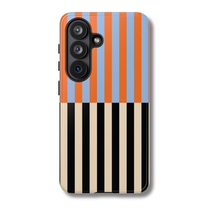 RAYURES COLORBLOCK | Motif rayé bleu orange | Esthétique preppy moderne Samsung Galaxy S26 S25 Ultra S24 Plus S23 S22 S21 FE