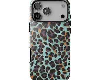 GIRLS' NIGHT Phone Case | Blue Artsy Abstract Leopard Print | iPhone 17 Pro Max 16 15 Plus 14 13 | MagSafe Option