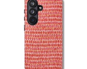SUN KISSED Phone Case | Pink Orange Abstract Dot Pattern | Samsung Galaxy S26 Ultra S25 S24 Plus S23 S22 S21 FE Cute Summer Aesthetic