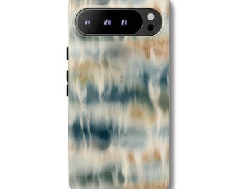 COASTAL CURRENT Phone Case | Blue Beige Abstract Tie Dye | Neutral Aesthetic Google Pixel 10 Pro XL 9 8 7 6 Tough Case