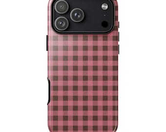 ROSY GINGHAM Phone Case | Cute Pink Plaid Check | Soft Girly Aesthetic iPhone 17 16 Pro Max 15 14 13 12 MagSafe