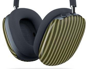 ON REPEAT AirPods Max Case | Olive Green Stripes | Apple Headphone Covers | Trendy Retro Preppy Style