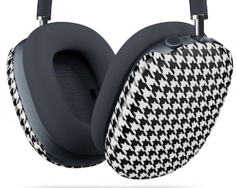 HAUTE STUFF AirPods Max Case | Black & White Houndstooth Pattern | Preppy Apple Headphone Covers | Chic Retro Style
