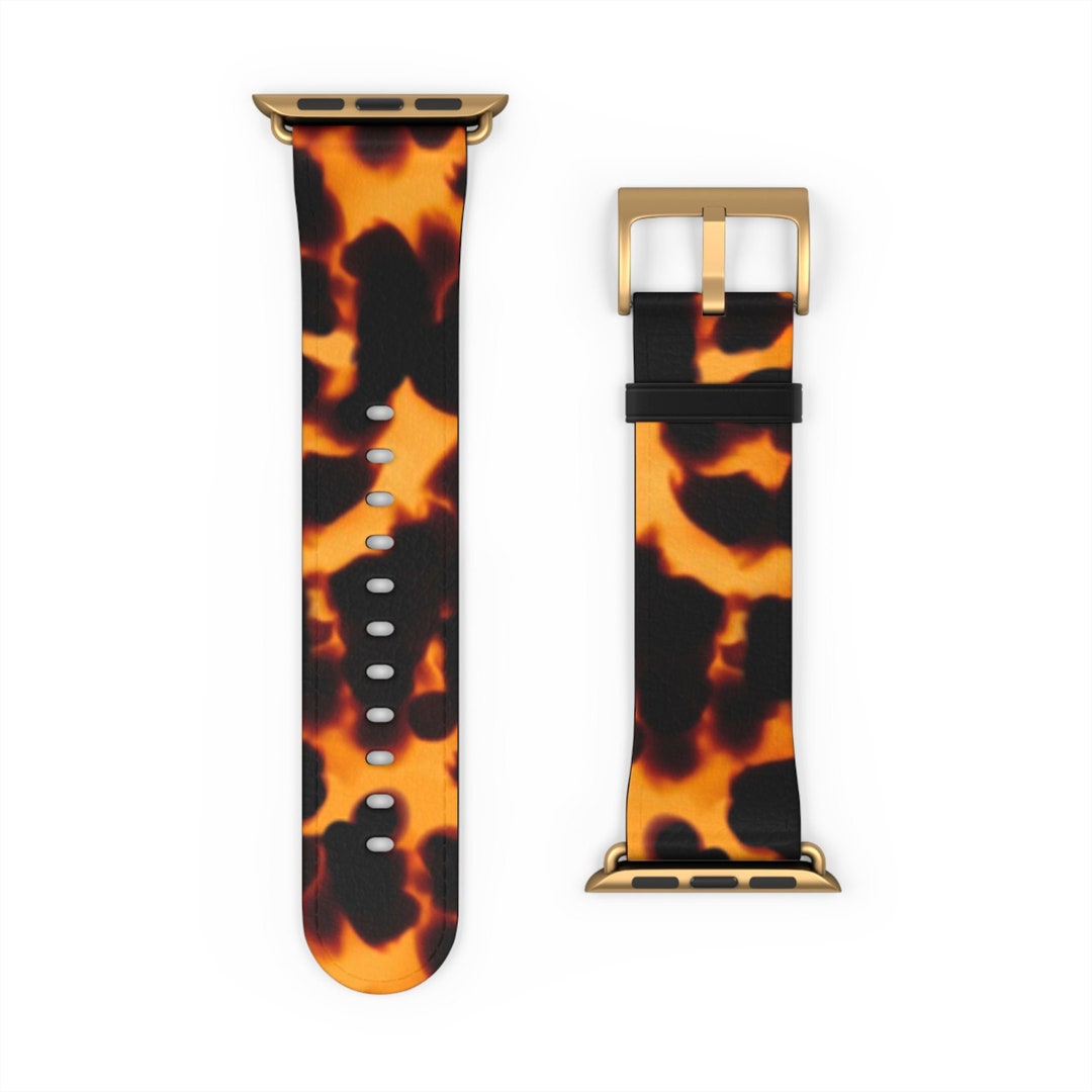 Tortoiseshell Print Apple Watch Band Vegan Leather Watch Straps 38mm