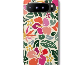 HIBISCUS GARDEN Phone Case | Tropical Floral Print | Colorful Botanical Summer Aesthetic Google Pixel 10 9 Pro XL 8 7 6 Tough Case