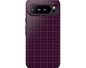 PLUM CRUSH Pixel Phone Case | Purple Plaid Checkered Pattern | Trendy Preppy Google Pixel 11 10 Pro XL 9 8 7 6