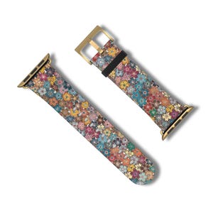 TINY FLOWERS Apple Watch Band Cute & Trendy Summer Floral Design Pretty Aesthetic Vegan Faux Leather Strap 38mm 40mm 41mm, 42mm 44mm 45mm