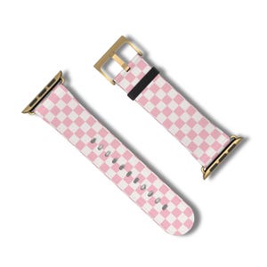 Pink Checkered Apple Watch Band: Y2K Vegan Leather iWatch Strap