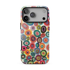 IN CIRCLES Handyhülle | Buntes abstraktes Punktmuster | Niedliche, künstlerische Ästhetik für iPhone 17, 16, 15, 14, 13 Pro Max MagSafe
