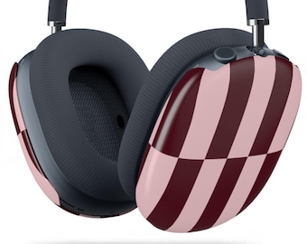 PREP TALK AirPods Max Case | Burgundy & Pink Colorblock Stripe | Retro Apple Headphone Covers | Trendy Preppy Aesthetic