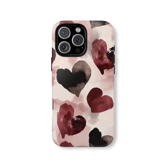 LOVE NOTES Heart Phone Case | Artsy Watercolor Heart Design | iPhone 17 Pro Max 16 Plus 15 14 13