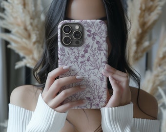 Botanical Garden Purple Wildflower Phone Case iPhone 15 Pro Max 14 Pro 13 12 11 Mini Samsung Galaxy S23 Ultra S22 Plus S21 FE Floral Case