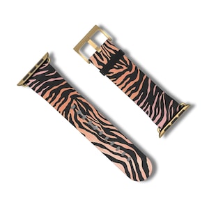 ORANGE TIGER STRIPES Apple Watch Armband Trendy Animal Design Süß Ästhetisch iWatch Strap Vegan Kunstleder Band 38 mm 40 mm 41 mm 42 mm 44 mm 45 mm