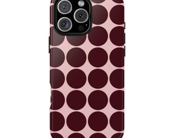 BURGUNDY DOT Phone Case | Red Polka Dot Pattern | Cute Girly Aesthetic iPhone 17 Pro Max 16 15 14 13 MagSafe Tough Case