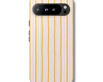 SUNNY STRIPE Phone Case | Neutral Yellow Stripe Pattern | Minimal Aesthetic Google Pixel 10 9 Pro XL 8 7 6 Tough Case