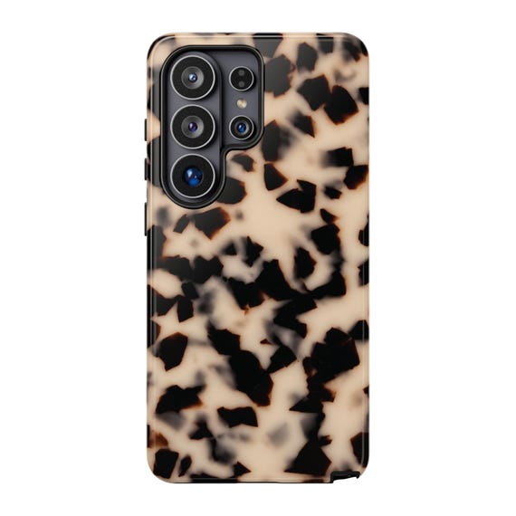 IVORY TORTOISE Samsung Phone Case | Cream Black Tortoiseshell Print | Chic Neutral Fall Aesthetic | Galaxy S26 Ultra S25 FE S24 S23 S22 Plus