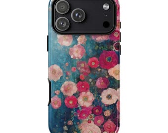 MYSTIC GARDEN Phone Case | Artsy Pink Blue Floral Design | Romantic Botanical iPhone 17 16 15 14 13 Pro Max MagSafe