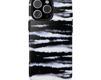 MIDNIGHT WAVE Phone Case | Black Abstract Stripe Print | Artsy Coastal Aesthetic iPhone 17 Pro Max 16 15 14 Plus 13 12 MagSafe