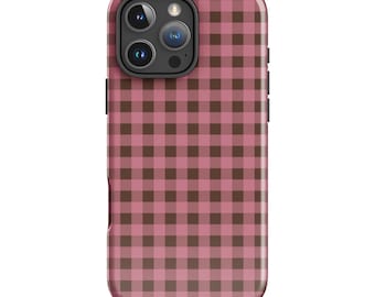 ROSY GINGHAM Phone Case | Cute Pink Plaid Check | Soft Girly Aesthetic iPhone 17 16 Pro Max 15 14 13 12 MagSafe