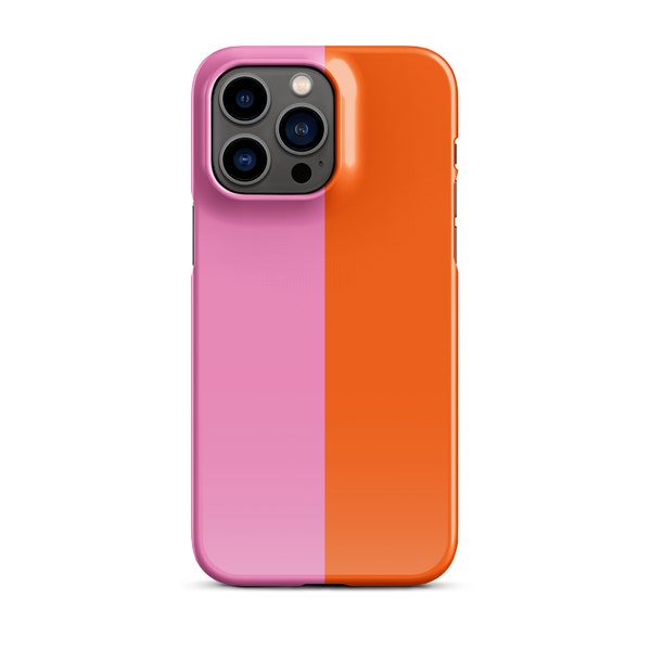 Pink & Orange Colorblock Case iPhone 14 Pro Max iPhone 13 Pro iPhone 12 Mini iPhone 11 Bold Colorful Y2K Aesthetic Slim Phone Case