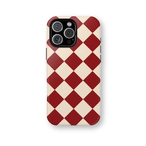 Red Checkered Phone Case: Retro iPhone Samsung Protective Cover