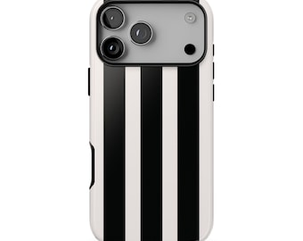 OFF DUTY Phone Case | Black & White Bold Stripe Pattern | Retro 90s Preppy iPhone 18 Pro Max 17 16 15 14 13 | MagSafe