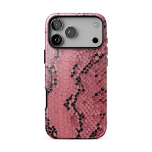 ROSA PYTONPYTON Mobilskal | Snyggt ormskinnstryck | Trendigt djurmönster iPhone 17 Pro Max 16 15 14 13 | MagSafe-alternativ