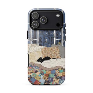 Funda para teléfono COZY KITTEN / Diseño de patchwork de gato negro / iPhone 17 16 15 14 13 Pro Max / Opción MagSafe
